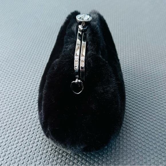 Fur Story Black Fox Rhinestone Button Bag - Picture 3 of 5